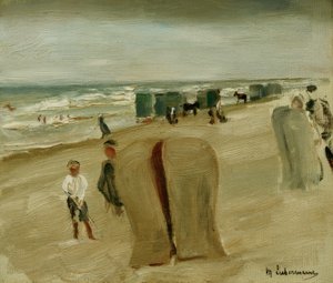 籐の椅子とビーチ 作： Max Liebermann