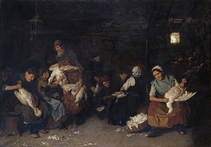 ガチョウを摘採する女性（1872年） 作： Max Liebermann