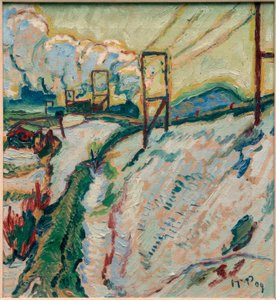 3月の雪：線路の堤防 作： Max Pechstein