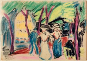 公園を散歩する人 作： Max Pechstein