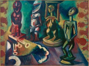 Stillleben mit exotischen Plastiken von Max Pechstein