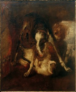 猫と犬と遊ぶ 作： Max Slevogt