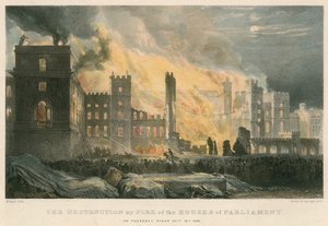1834年10月16日木曜日の夜の国会議事堂の焼失 作： Maxim Gauci