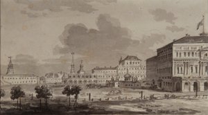 1817年の大クレムリン宮殿の建設前のモスクワクレムリン 作： Maxim Nikiphorovich Vorobyev