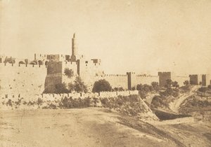 ダビッド・ダウド・カレッシーの城とエルサレムの城壁（1850年8月
