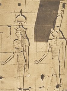 Isis and Horus-Arsiesi - Kalabcheh Talmis 神殿の浅浮き彫り、1850 年 4 月 8 日。 作： Maxime Du Camp