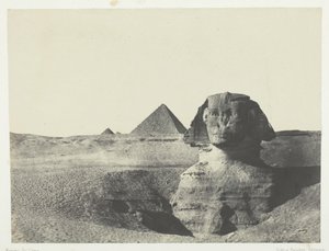 正面から見たスフィンクス、中エジプト、184951年、1852年印刷。 作： Maxime Du Camp