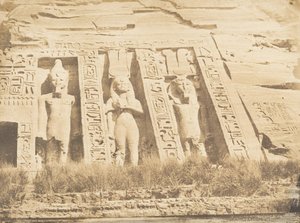 北部のアブセンビルにあるスペオス・ダトーのファサードの半分（1850年3月）。 作： Maxime Du Camp