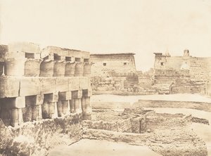 ルクソールの宮殿と村、南、テーベ、1849-50年から撮影。 作： Maxime Du Camp