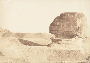 1849年12月、南側から撮影された大スフィンクスの横顔。 作： Maxime Du Camp