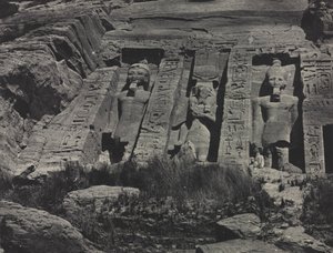 ハトホルのロックカット寺院の南部、アブシンベル、1850年。
