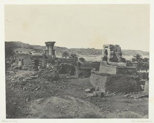 ヌビア、フィロエの西にあるベゲ島の村と神殿、184951年、1852年印刷。 作： Maxime Du Camp