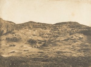 テーベ・グルナのネクロポリスの全景（1849-50年）。 作： Maxime Du Camp