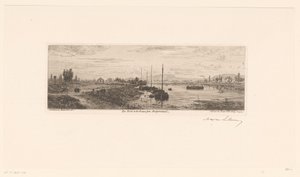アルジャントゥイユ近くのセーヌ川の眺め Les bords de la Seine près Argenteuil (オブジェクトのタイトル) 作： Maxime François Antoine Lalanne (signed by artist)