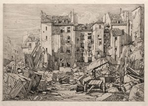 1862年のパリの古い家屋の解体。 作： Maxime Lalanne