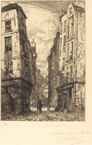 Rue des Marmousets (街の四分の一、旧パリ) 作： Maxime Lalanne