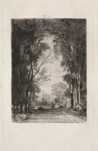 森の道の旅人、1866年。 作： Maxime Lalanne