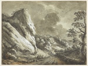 岩と樹木が茂った斜面の間の道 作： Maximilian Neustück
