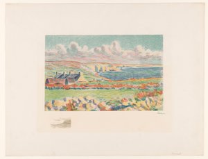 家のある海岸の風景 カマレ（原題） 作： Maximilien Luce (signed by artist)