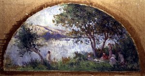 湖畔」（油彩・パネル） 作： Maximilien Luce