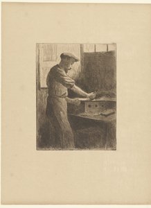 スタジオで働くプリンター Imprimeur dans son atelier レプルーヴ（シリーズタイトル） 作： Maximilien Luce