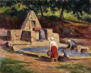 ランドリーメイド、カームースター;カーマウスター、レラヴァンディエール、1914年〜1915年 作： Maximilien Luce