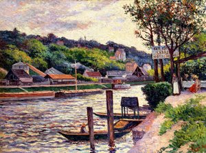 オワーズのほとりにある屋外カフェ、1897 作： Maximilien Luce