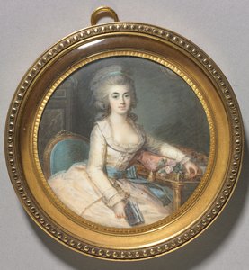 女性の肖像」1780年頃（アイボリーに水彩画 作： Maximilien Villers