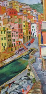 色鮮やかな海岸の村 作： Maxine Shore