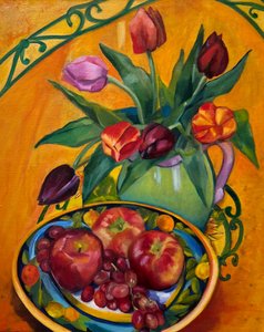 絵画的な果物と花 作： Maxine Shore