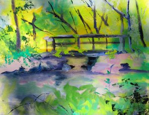 静寂の森の橋 作： Maxine Shore