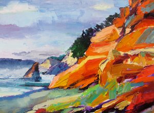 活気あふれる海岸の断崖 作： Maxine Shore