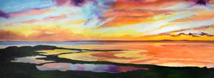 鮮やかな海岸の夕日 作： Maxine Shore