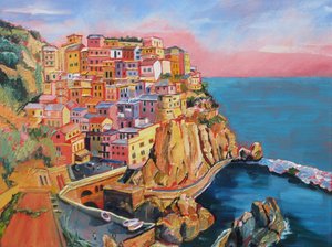 活気あふれるイタリアの海岸 作： 