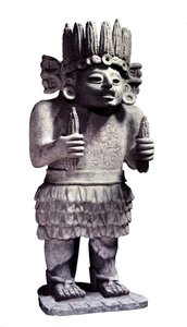 プレコロムビア文明。メイドの神を表すマヤの像。パリ、男性学博物館
