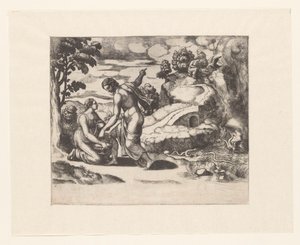 金星はプシュケを竜に守られた井戸に送る 作： Meester van de Dobbelsteen