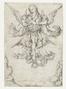 5 人の天使がいる聖マグダラのマリアの昇格 作： Meester van het Amsterdamse Kabinet