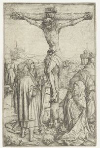 マリアと聖ヨハネと二人の聖女の磔刑 作： Meester van het Amsterdamse Kabinet