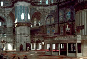 オスマン・アート：1609年から1616年にかけて建設されたブルー・モスクの内観 作： Mehmet Aga