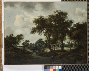 The Water Mill (The Trevor Landscape) (óleo sobre tela) 作： Meindert Hobbema
