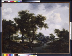 水車小屋 (トレバーの風景) (キャンバスに油彩) 作： Meindert Hobbema
