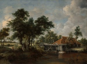 赤い屋根の水車小屋 作： Meindert Hobbema