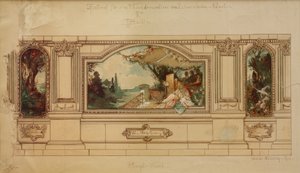 ベルリンのレーベンブロイ庭園の壁面装飾のデザイン 作： Melchior Lechter