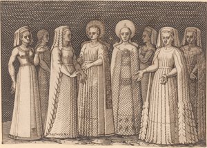 古代衣装の 8 人の女性