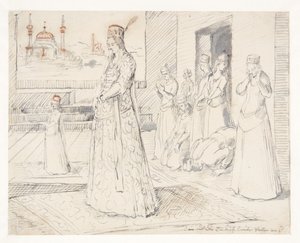 祈りのトルコ女性グループ 作： Melchior Lorck