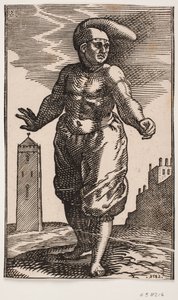 裸の胴体を持つ立っている男 作： Melchior Lorck