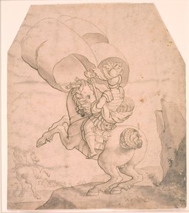 二人の騎手、旗を掲げる第一人者 作： Melchior Lorck