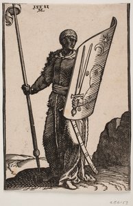 槍と盾を持った戦士 作： Melchior Lorck