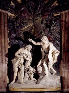 キリストの洗礼を描いた大理石の彫刻、聖ヨハネ大聖堂（ヴァレッタ）。マルタ