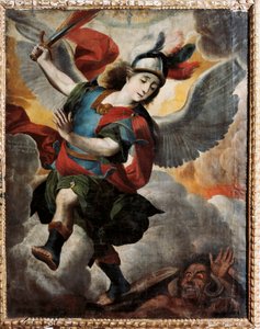 メルチョル・ペレス・デ・ホルギン（1665-1724）による「大天使聖ミカエル」の絵 作： Melchor Pérez de Holguín